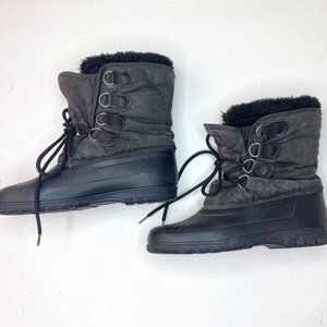 Sorel Vintage Kaufman Canada Snowcrest Snow boots in black, size 9, with liner.